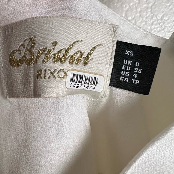 RIXO Bridal Libby Ivory Satin Bow Sleeveless Mini Dress Size XS - Picture 14 of 15